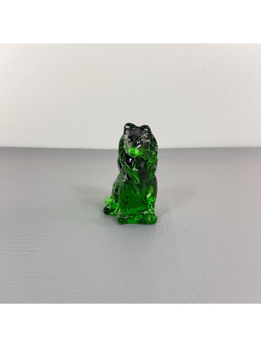 Vintage Mosser Glass Emerald Green Collie Dog Figurine Seated Shepherd 3.75" - Picture 4 of 14